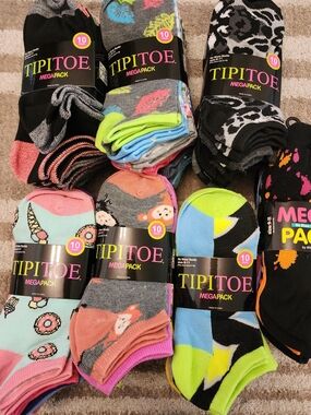 TipiToe Mega Pack Women's No-Show Socks - Multi Color Variety (10 Pack)